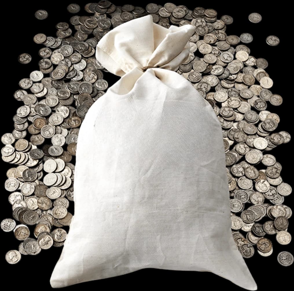 90% silver coin bag with pre-1965 U.S. constitutional silver coins